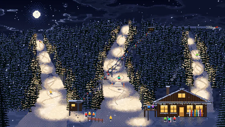 Portland in Pixels · Night Skiing, 7:30 PM