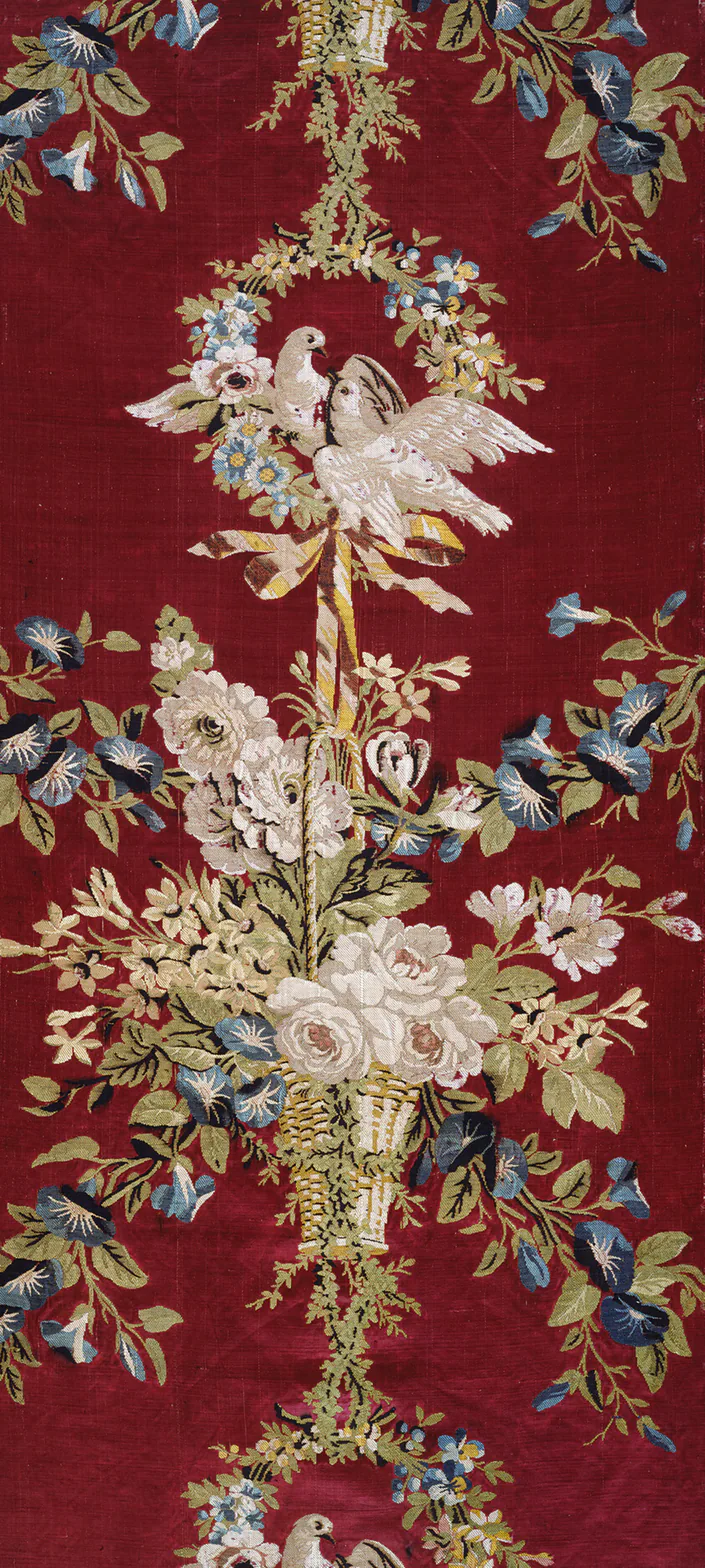 Panel: silk and linen, satin weave with brocading wefts; painted by After a design by Philippe de LaSalle, c. 1775.