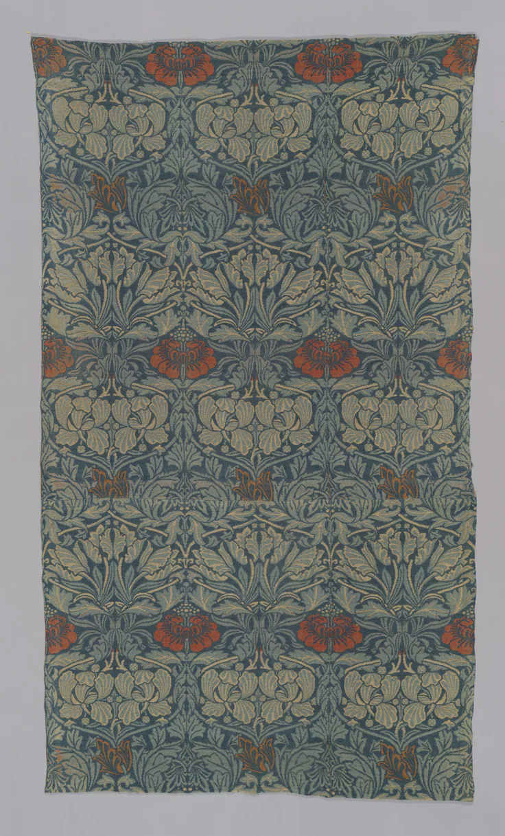 Tulip and Rose: four panels joined: wool, plain weave triple cloth by Designed by William Morris, Design 1876.
