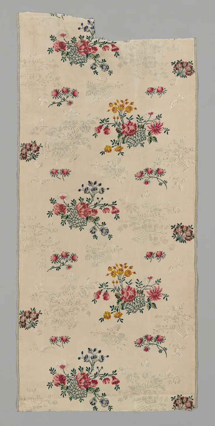Panel (From a Dress): silk, plain weave with patterning and brocading wefts by England, Spitalfields, c. 1745/46.