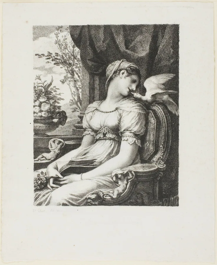 Reading: lithograph on off-white wove paper by Pierre-Paul Prud'hon, 1822.
