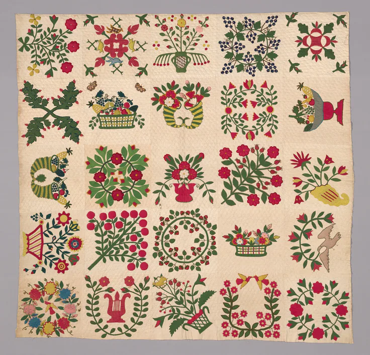 Fruit and Flowers Quilt: textile by Possibly Baltimore, United States, 1845/50.