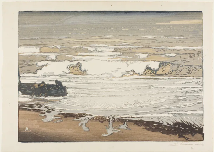 Breaking Waves, September Tide: woodcut by Louis Auguste Lepère, 1901.