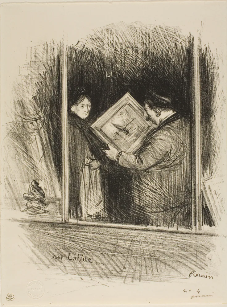 Laffitte Street: lithograph on ivory wove paper by Jean Louis Forain, c. 1892.