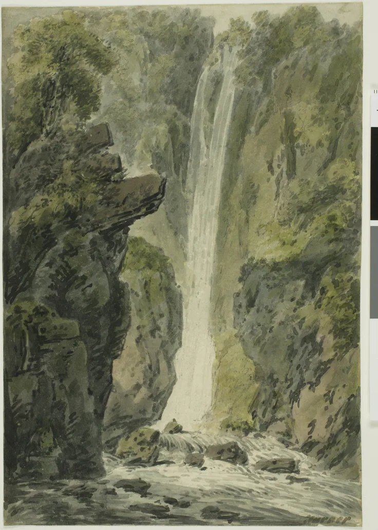 Waterfall: watercolor by Attributed to Edward Dayes, n.d..