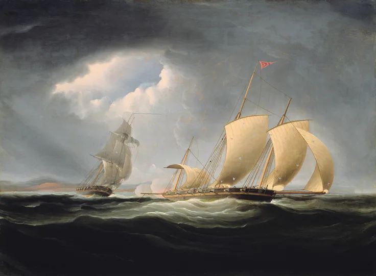Capture of the Tripoli by the Enterprise: oil on canvas by Thomas Birch, 1806–12.