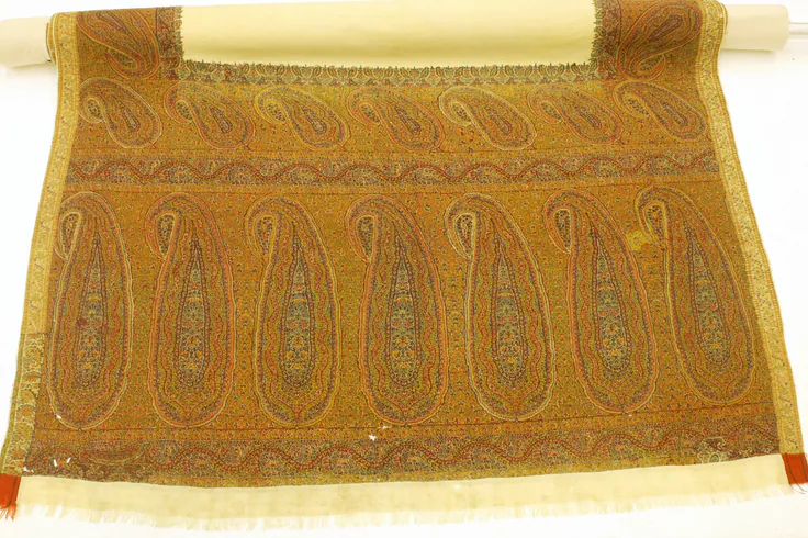 Shawl: cashmere wool, twill tapestry by India, 19th century.