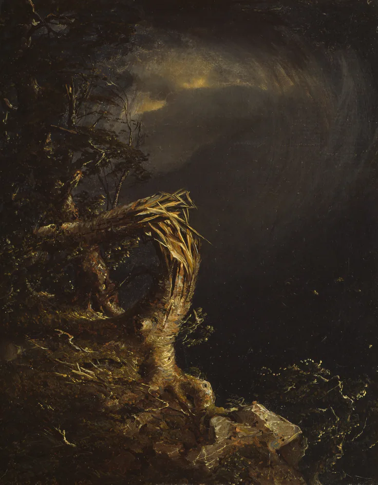 Blasted Tree: oil on canvas by Jasper Francis Cropsey, 1850.