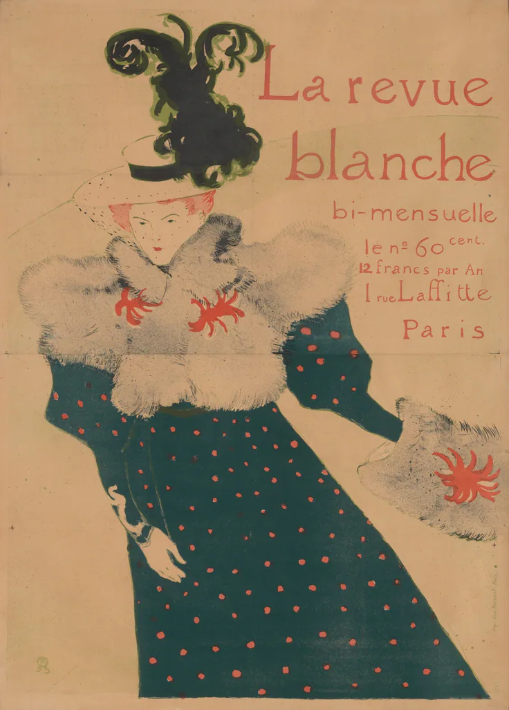 La revue blanche: color lithograph on tan wove paper by Henri de Toulouse-Lautrec, 1895.