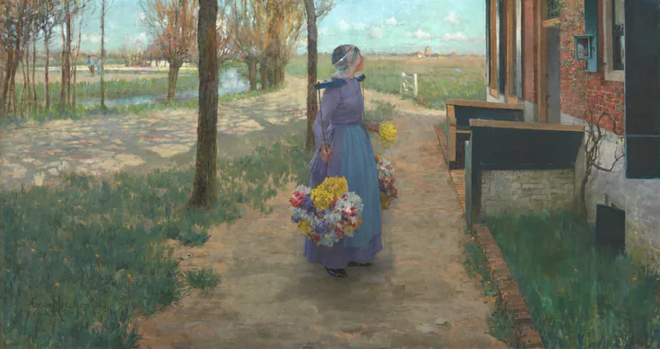 Flower Girl in Holland: oil on canvas by George Hitchcock, 1887.