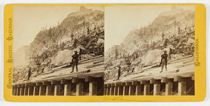Central Pacific Railroad, California, from the series "Central Pacific Railroad, California": albumen print, stereo by Alfred A. Hart, 1864/69.