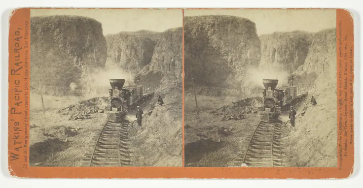 Untitled (Central Pacific Railroad), from the series "Watkin's Pacific Railroad": albumen print, stereo by Alfred A. Hart, 1864/69, printed 1870.