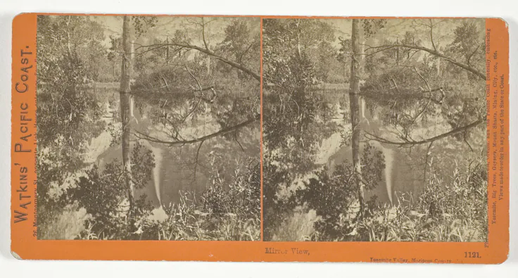 Mirror View, Yosemite Valley, Mariposa County, Cal.: albumen print, stereo by Carleton E. Watkins, 1861/76.