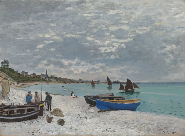 The Beach at Sainte-Adresse: oil on canvas by Claude Monet, 1867.