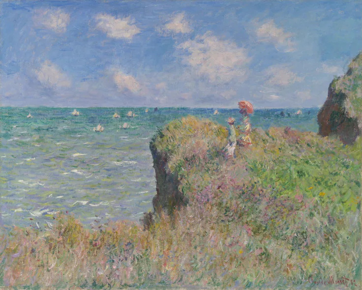 Cliff Walk at Pourville: oil on canvas by Claude Monet, 1882.