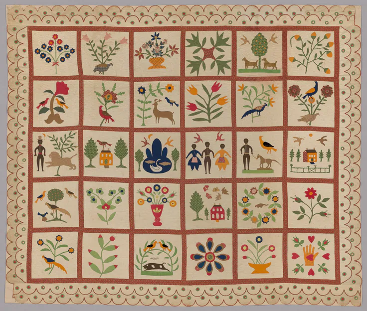 Album Quilt: textile by Sarah Ann Wilson, 1854.
