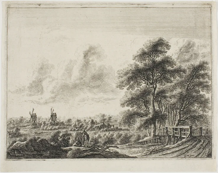 Landscape with Little Bridge: etching on cream laid paper by Gillis Neyts, n.d..