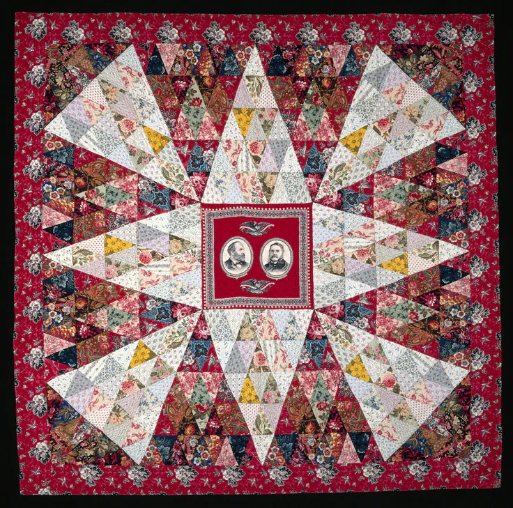 "Garfield and Arthur" Quilt: textile by Possibly Annie Ensminger Kready, c. 1880.