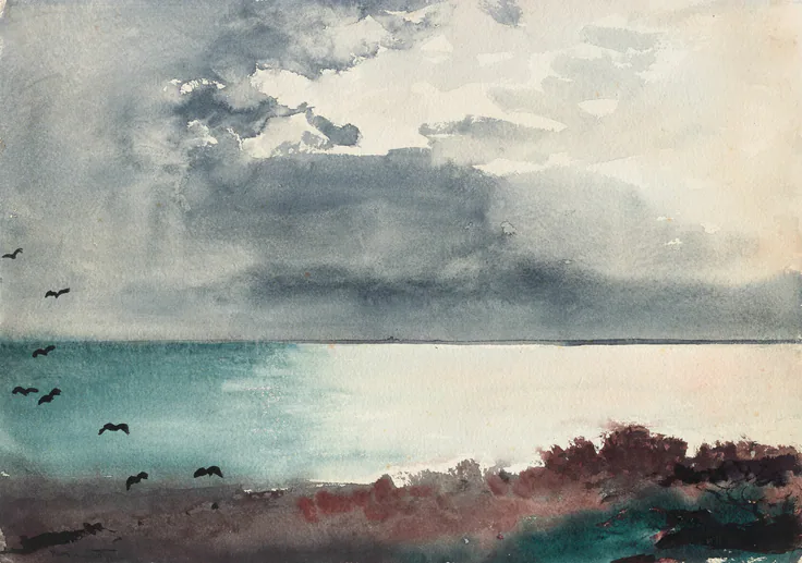 Breaking Storm, Coast of Maine: watercolor by Winslow Homer, 1894.