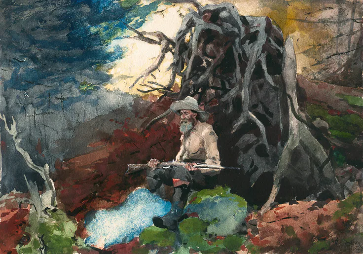 Campfire, Adirondacks: watercolor by Winslow Homer, c. 1892.