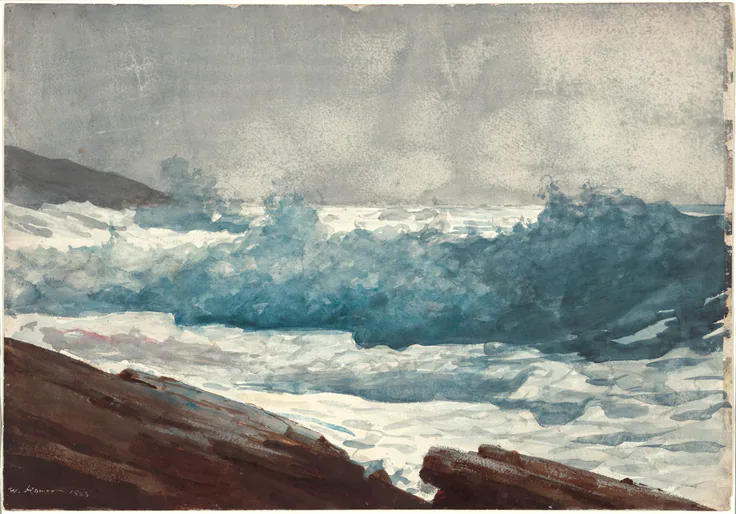 Prout's Neck, Breakers: watercolor by Winslow Homer, 1883.