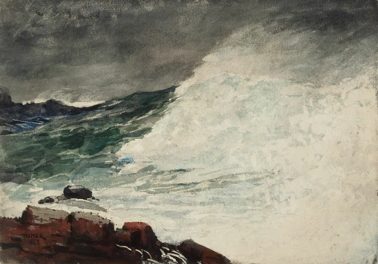 Prout's Neck, Breaking Wave: watercolor by Winslow Homer, 1887.