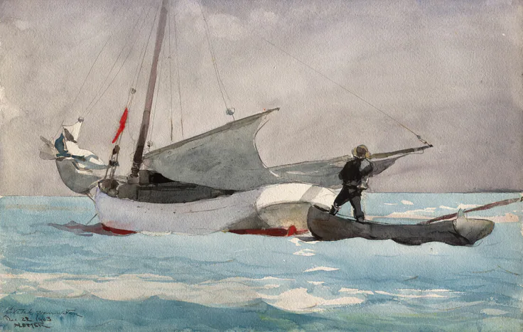 Stowing Sail: watercolor by Winslow Homer, 1903.