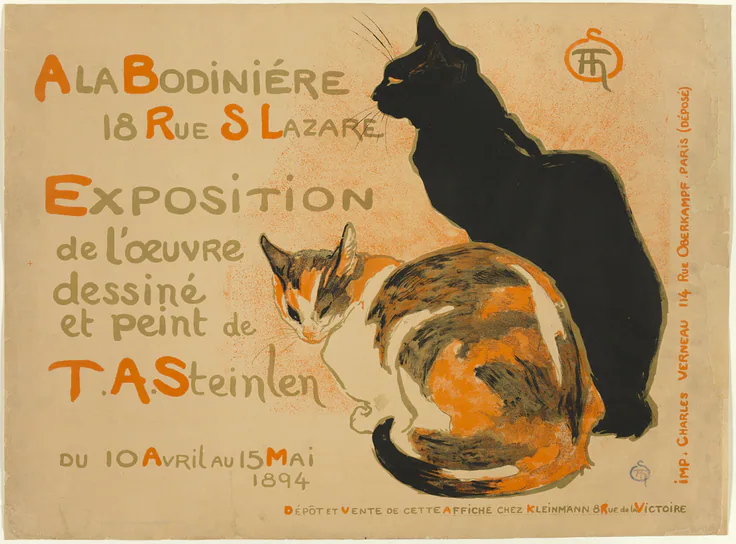 À la Bodiniére: lithograph by Théophile-Alexandre Steinlen, 1894.