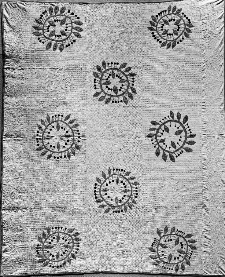 "Cherry Wreaths" Quilt: textile by Kate Reed DeCamp Campbell, c. 1865.