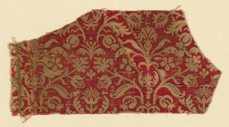 Fragment: silk and linen, compound weave by Europe, 1601/25.