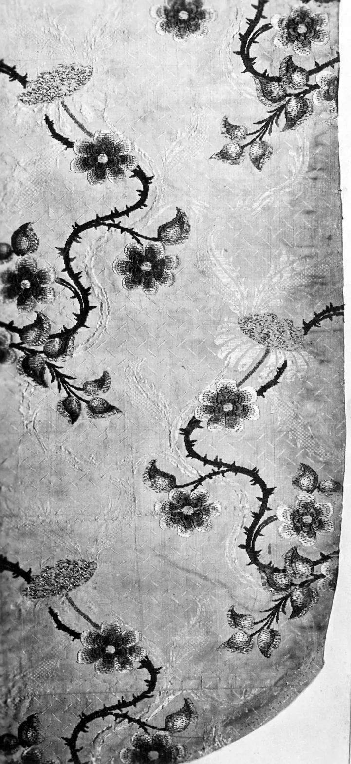 Fragment: silk, brocaded plain compound cloth by France, Mid–18th century.
