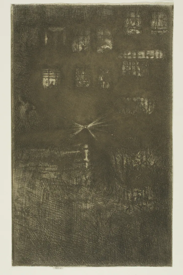 The Dance House: Nocturne: etching by James McNeill Whistler, 1889.