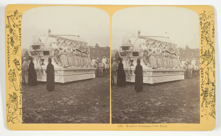 Windsor Toboggan Club Float, No. 1570 from the series "St. Paul Ice Carnival": albumen print, stereo by Henry Hamilton Bennett, 1886/88.