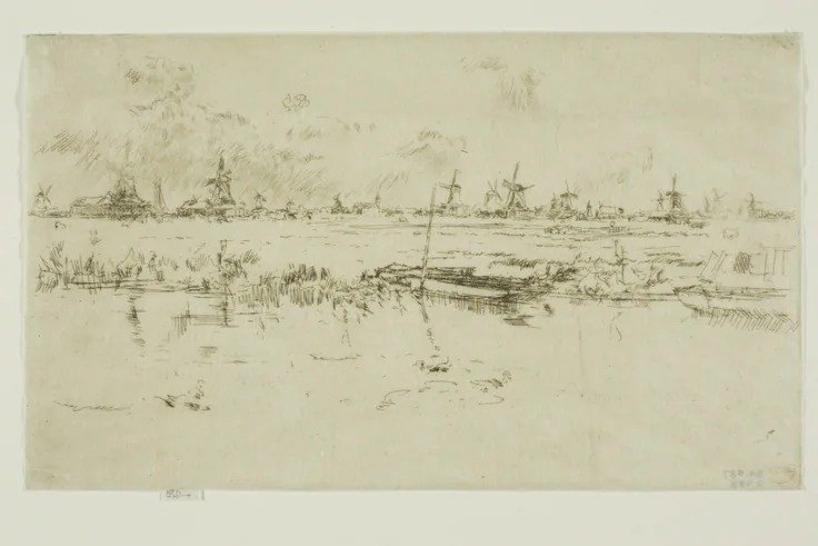Zaandam: etching by James McNeill Whistler, 1889.