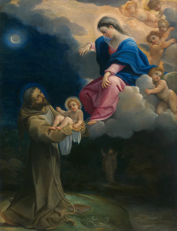 The Vision of Saint Francis: oil on copper by Ludovico Carracci, c. 1602.