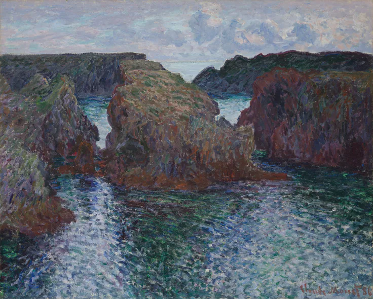 Rocks at Port-Goulphar, Belle-Île: oil on canvas by Claude Monet, 1886.