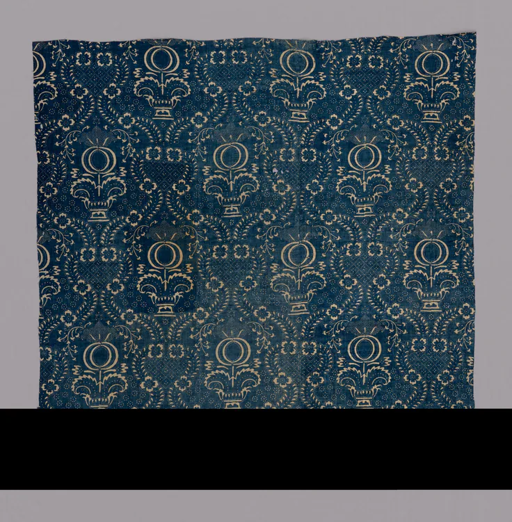 Fragment (From a Quilt): possibly resist dyed by Produced by Fauquet-Lemaître, 18th century.