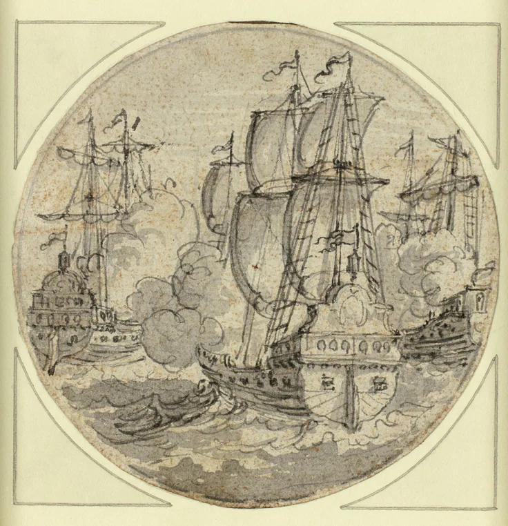 Ship at Sail: pen and ink drawings by Unknown Artist, n.d..