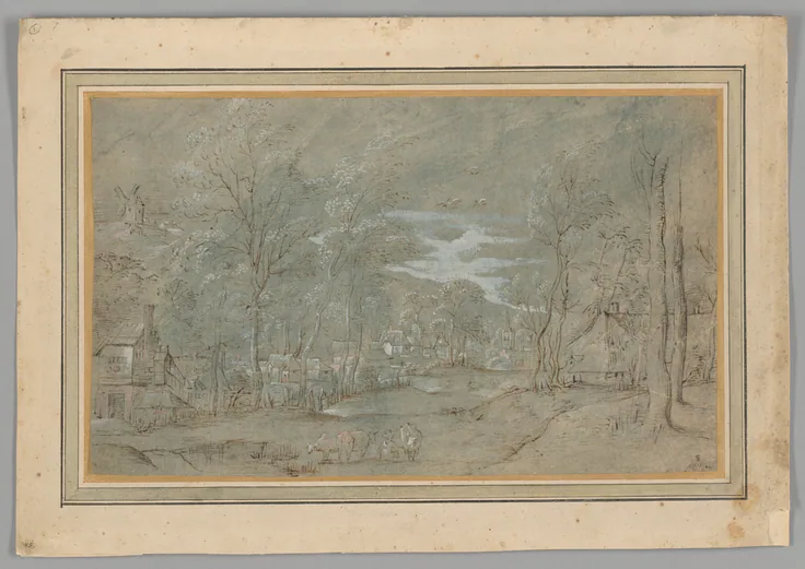 Village Among the Trees: pen and ink drawings by Unknown artist, c. 1560.