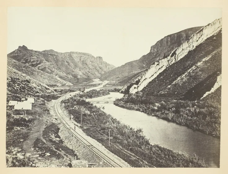 Wilhelmina's Pass, Distant View of Serrated Rocks or Devil's Slide, Weber Canon, Utah: photograph by Andrew J. Russell, 1868/69.
