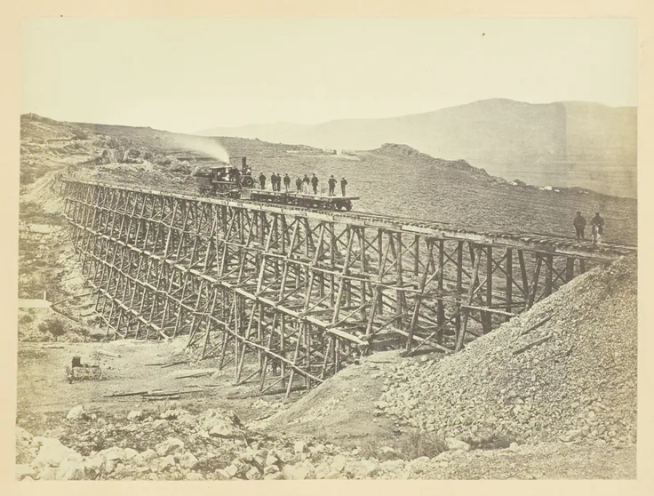 Trestle Work, Promontroy Point, Salt Lake Valley: photograph by Andrew J. Russell, 1868/69.