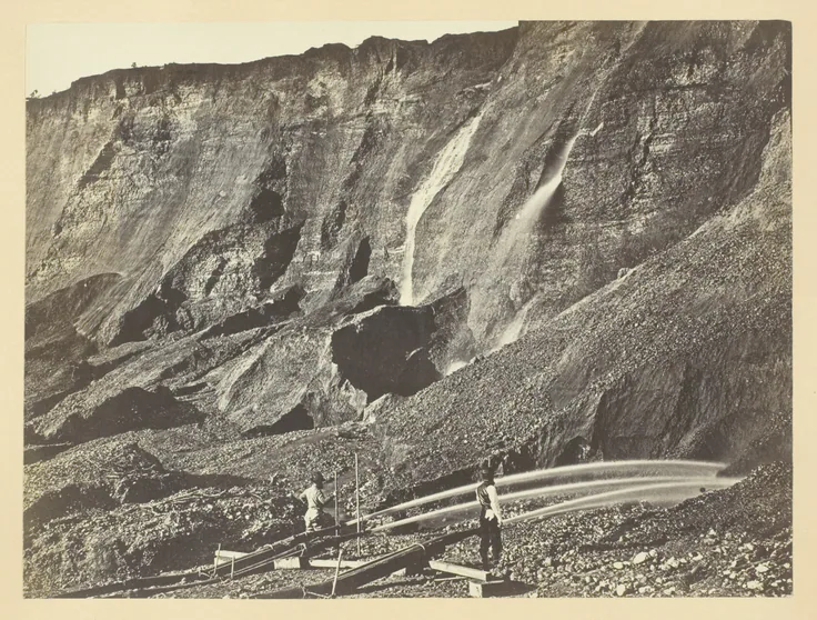 Hydraulic Gold Mining, Near Dutch Flats, California, C. P. R. R.: photograph by Andrew J. Russell, 1868/69.
