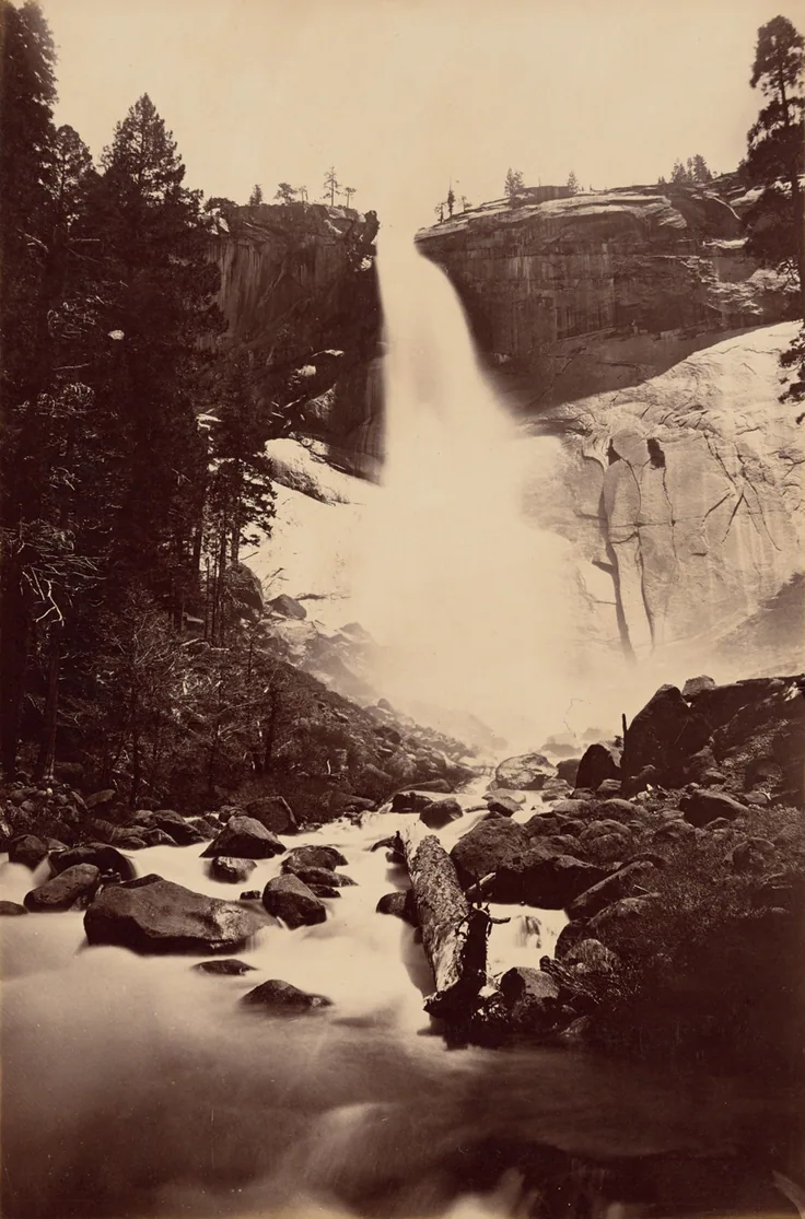 Nevada Fall, Yosemite: albumen print by Carleton E. Watkins, 1865/66.
