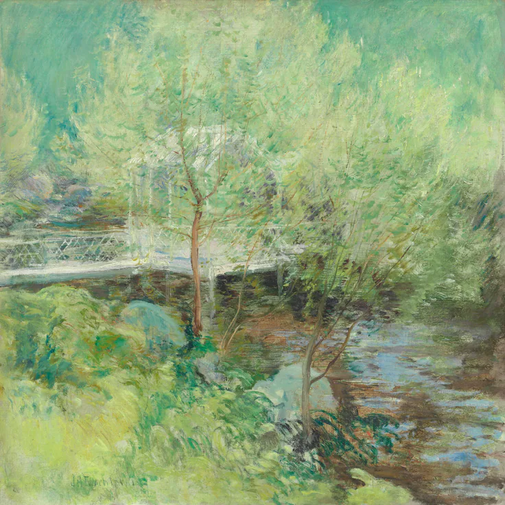 The White Bridge: oil on canvas by John Henry Twachtman, after 1895.