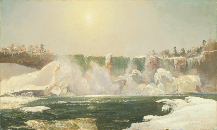 Niagara Falls in Winter: oil on canvas by Jasper Francis Cropsey, 1868.