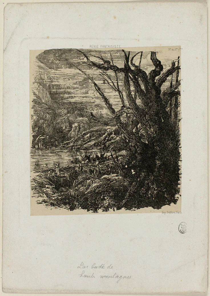 Lake in the Mountains, from Revue Fantaisiste: etching on paper by Rodolphe Bresdin, n.d..
