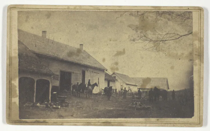 Untitled (barn exterior): albumen print by Harwood & Stone, n.d..
