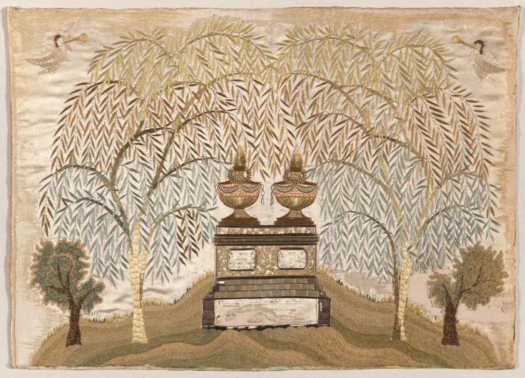Mourning Sampler: textile by Made at Mary Balch's School, About 1810.