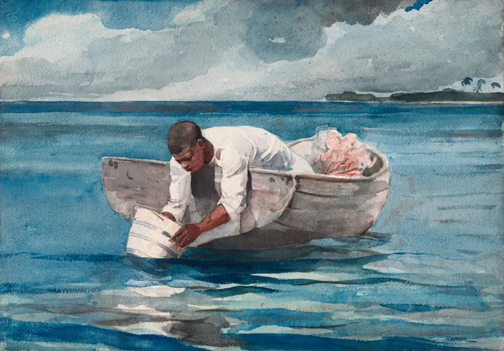 The Water Fan: watercolor by Winslow Homer, 1898/99.