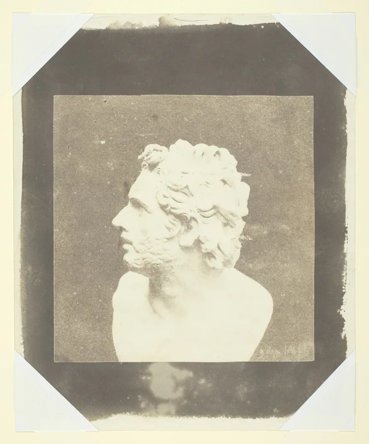 Bust of Patroclus: salted paper print by William Henry Fox Talbot, August 9, 1843.